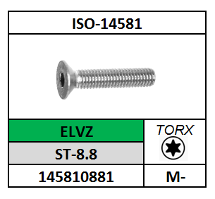 ISO14581~D965T/METAALSCHROEF-TORX-PLVK/ST-8.8-ELVZ/T6-M-2X4