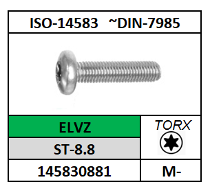 ISO14583~D7985T/METAALSCHROEF-TORX-PANCK/ST-8.8-ELVZ/T6-M-2X3