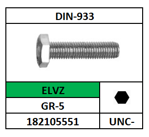 ASME B18.2.1~D933/ZESKANTTAPBOUT/SAE-GR5~ST-8.8-ELVZ/UNC-34(10)X2