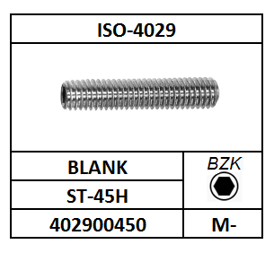 ISO4029~D916/STELSCHROEF KRATER-BZK/ST-45H-BLANK/MF-10X1,25X16
