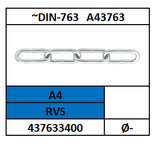 A43763~D763/VOETKETTING-HANDELSUITVOERING/RVS-A4/D2X22X8
