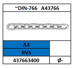 A43766~D766/VOETKETTING/RVS-A4/D-4X16X4,8
