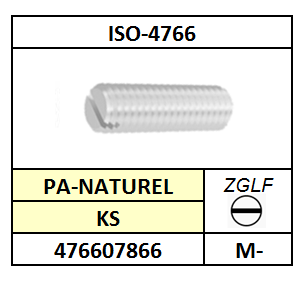 ISO4766~D551/STELSCHROEF AFSCHUINING-ZGLF/KS-PA6.6-NATUREL/M-4X6