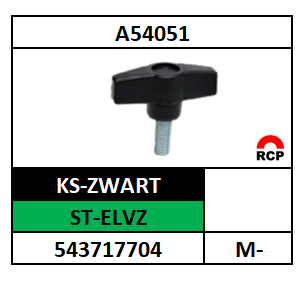A54371/VLEUGELGRIPKNOP/KS-DURAPLAST-ZWART+ST-ELVZ/40-M-8X25