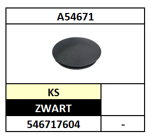 A54671/AFDEKKAP TBV GAT-ROND-KLIKBEVESTIGING/KS-PA-ZWART/GATD6,4