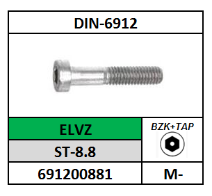 D6912/CILINDERKOPSCHROEF LAAG-BZKTAP-CKL/ST-8.8-ELVZ/M-30X55