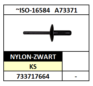 A73371/BLINDKLINKNAGEL OPEN-PBK/KS-NYLON-ZWART/4X8