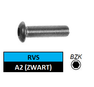 ISO7380_1/LAGE BOLKOPSCHROEF-BZK/RVS-A2-ZWART/M-2X4