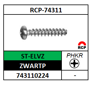 A74301/DRAADVORMENDE SCHROEF PT 30°-PHKR-PANCK/ST-ZWARTP/2,2X5