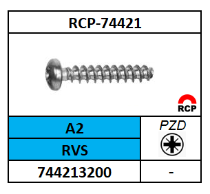 A74421/PT SCHROEF 45° TRIBULAR-PZD-PANCK/RVS-A2/2,5X6