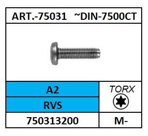 D7500PE~D7985T/DRAADVORMENDE SCHROEF TT-TORX-PANCK/RVS-A2/T10-M-3X6