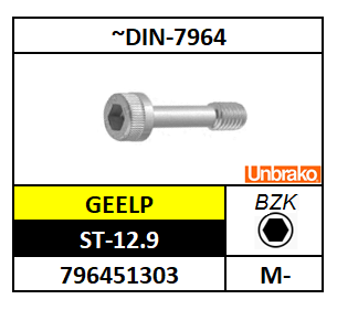 D7964KE/CILINDERKOPSCHROEF MET SCHACHT-BZK/UNBRAKO-CHRST-12.9-GEELP/M-3X10