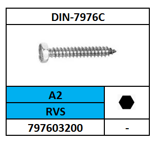 ~ISO1479C-D7976C/PLAATSCHROEF P#C-6K/RVS-A2/SW-2,9X9,5