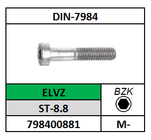 D7984/CILINDERKOPSCHROEF LAAG-BZK-CKL/ST-8.8-ELVZ/M-3X5