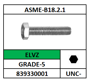 ASME B18.2.1~D933/ZESKANTTAPBOUT/SAE-GR5~ST-8.8-BLANK/UNC-516(18)X12