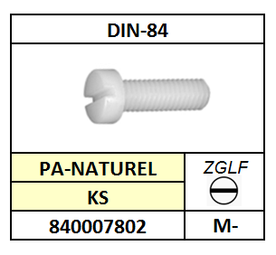 ~ISO1207-D84/METAALSCHROEF-ZGLF-CK/KS-PA-NATUREL/M-2,5X6