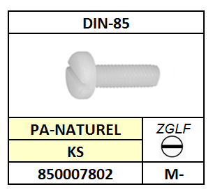 ~ISO1580-D85/METAALSCHROEF-ZGLF-PANH/KS-PA-NATUREL/M-3X6