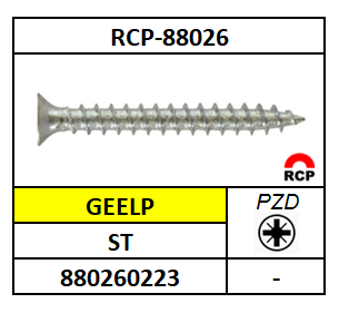 A88026/SCHARNIERSCHROEF-PZD-PLVKR/ST-GEELP/3X12