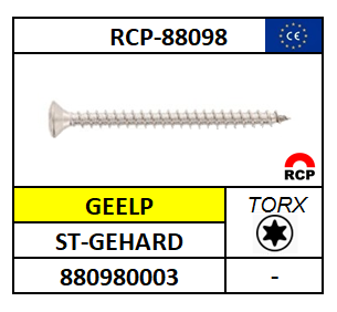 A88132/SPAANPLAATSCHROEF DEELDRAAD-TORX-PLVK/ST-GEELP/T30-6X40