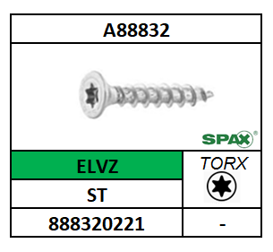 A88032/SPAANPLAATSCHROEF VOLDRAAD-TORX-PLVK/SPAX-ST-ELVZ/T20-4X16