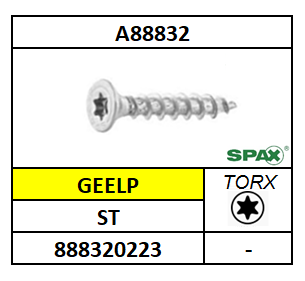 A88032/SPAANPLAATSCHROEF VOLDRAAD-TORX-PLVK/SPAX-ST-GEELP/T10-3X12