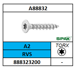 A88032/SPAANPLAATSCHROEF VOLDRAAD-TORX-PLVK/SPAX-RVS-A2/T10-3X12