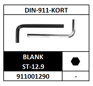 ISO2936-D911/ZESKANTSTIFTSLEUTEL-KORT/ST-12.9-BLANK/SW-0,7