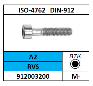 ISO4762-D912/CILINDERKOPSCHROEF-BZK/RVS-A2/M-1,6X4