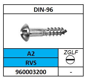 D96/HOUTSCHROEF-ZGLF-BCK/RVS-A2/2,5X10