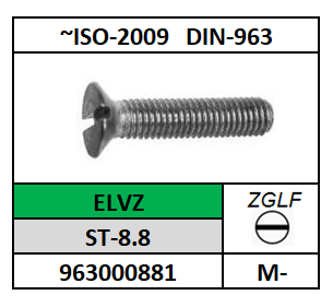 ~ISO2009-D963/METAALSCHROEF-PLVK-ZGLF/ST-8.8-ELVZ/M-2X4